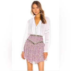 Isabel Marant Etoile Valerie Purple Floral Skirt size FR 44 Revolve Cotton US 12